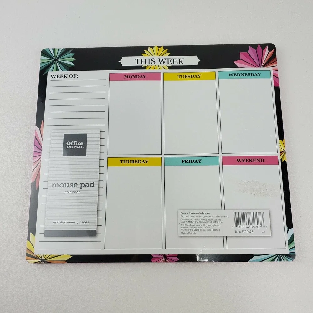 3‎ Pc Planner Cover Ring Leaf Paper Floral Binder Mouse Pad Calendar Weekly List